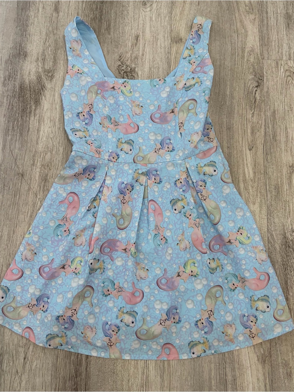 iron fist ocean blue Skater dress Small rockabilly pinup nautical Mermaid